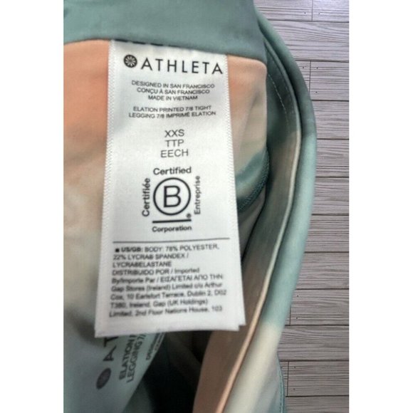 Athleta Elation Printed 7/8 Tight Marine Minimalistic Grey Size‎ XXS Tie Dye - Picture 4 of 9
